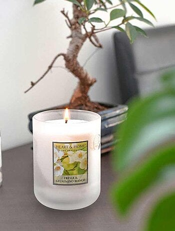 Grande bougie heart and home freesia et jasmin blanc