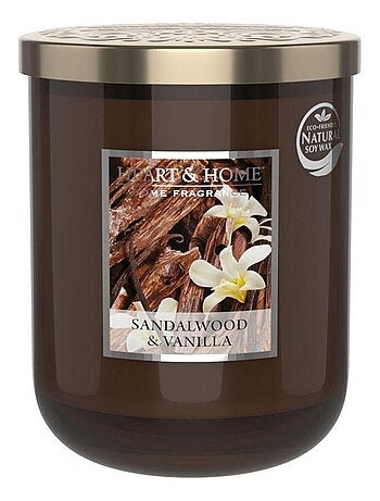 Grande bougie heart and home vanille bois de santal