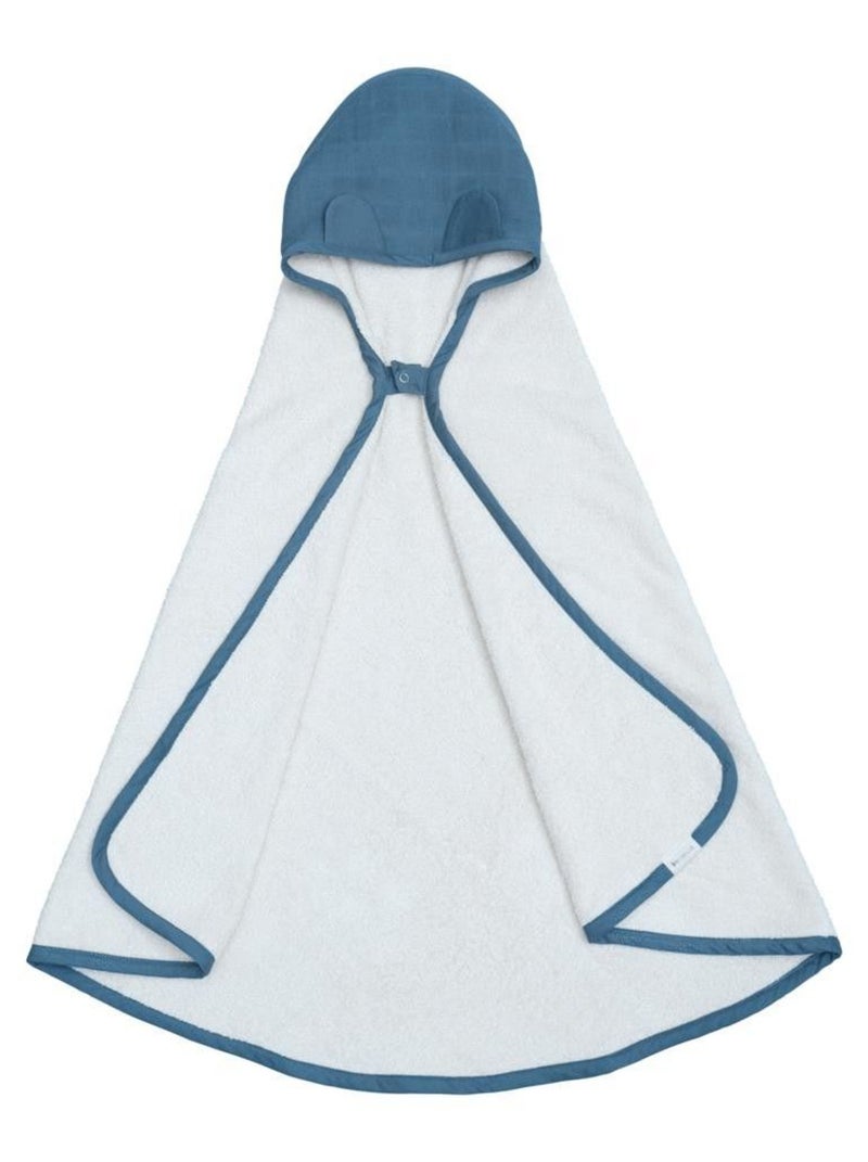 Grande Cape de Bain Bébé Bio Bleu-Gris Bleu marine - Kiabi