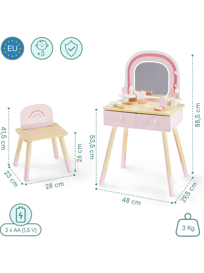 Grande coiffeuse bois enfant miroir led tactile chaise accessoires mamabrum N/A - Kiabi