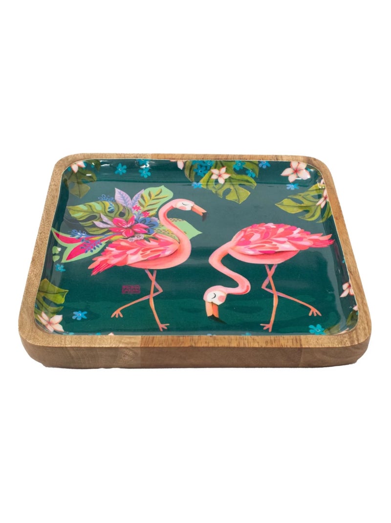 Grande coupelle en bois carrée flamant rose Vert - Kiabi
