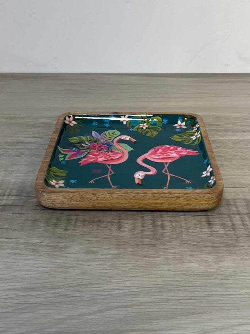 Grande coupelle en bois carrée flamant rose - Kiabi