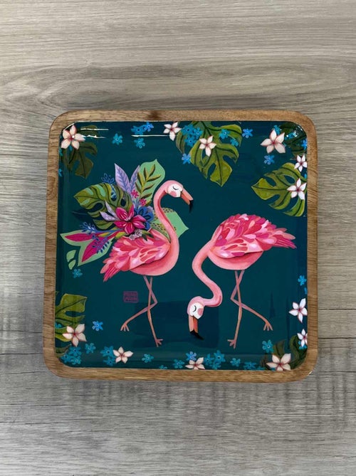 Grande coupelle en bois carrée flamant rose - Kiabi