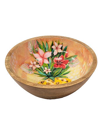 Grande coupelle en bois ronde ananas