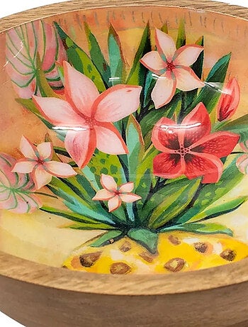 Grande coupelle en bois ronde ananas