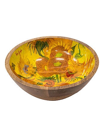 Grande coupelle en bois ronde Tournesols