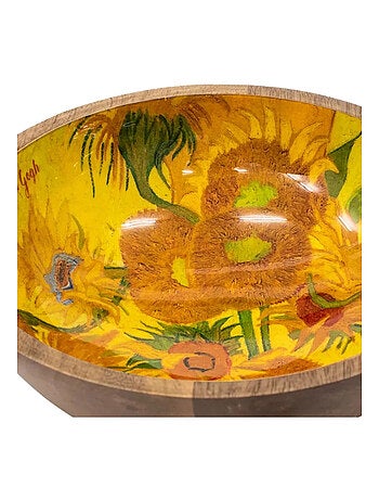 Grande coupelle en bois ronde Tournesols