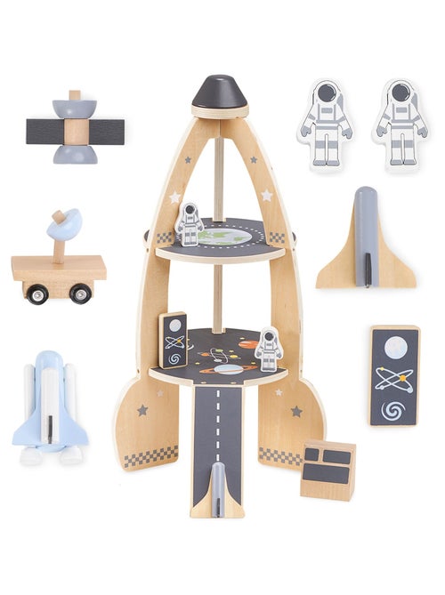 Grande Fusée Spatiale en bois avec accessoires à construire - Garage enfant +3 ans - Kiabi