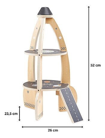 Grande fusée spatiale en bois avec garage et extras Mamabrum