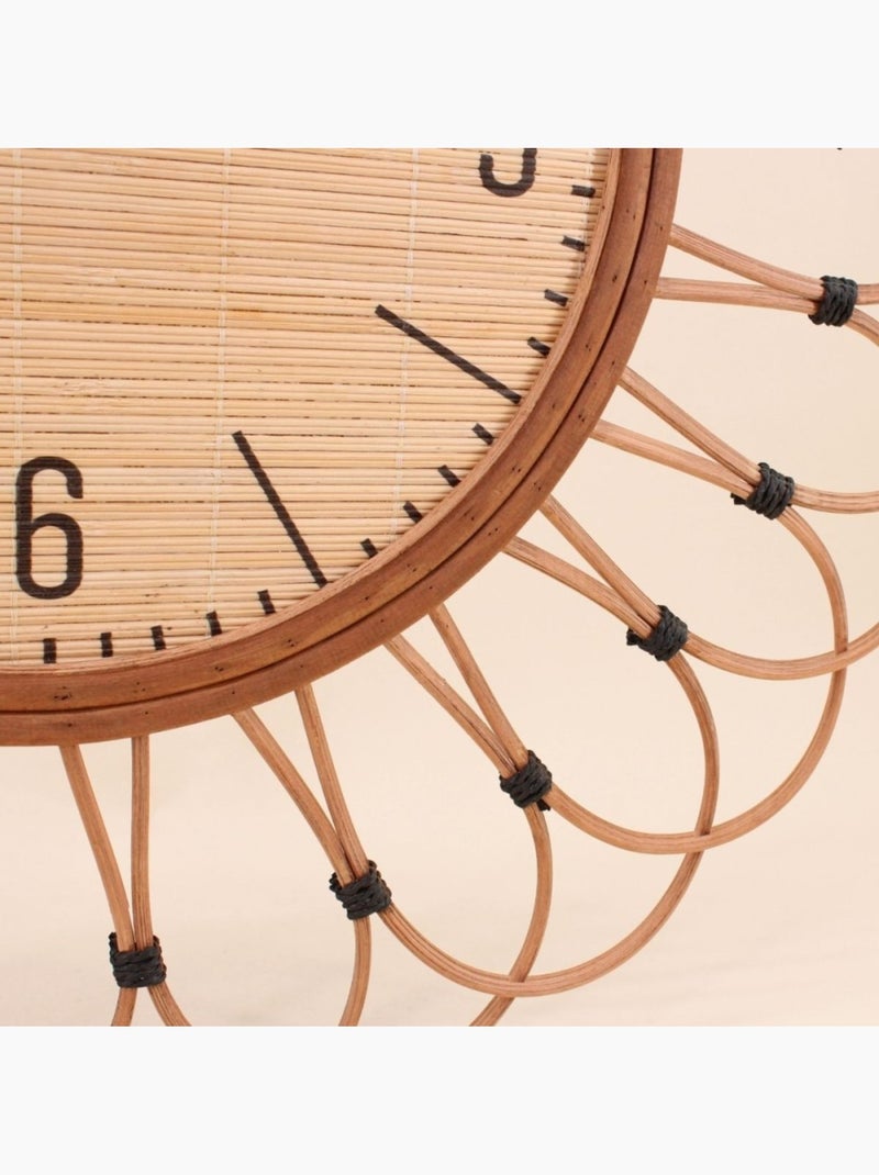 Grande horloge en rotin, forme rosace - AFIBEL Bois naturel - Kiabi
