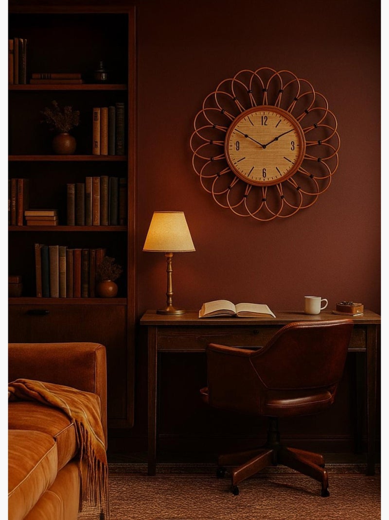 Grande horloge en rotin, forme rosace - AFIBEL Bois naturel - Kiabi