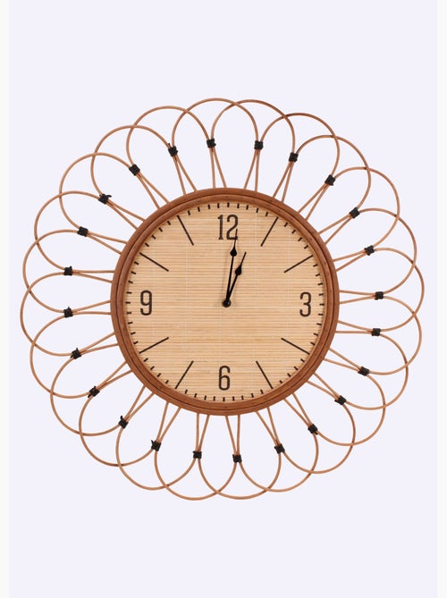 Grande horloge en rotin, forme rosace - Kiabi