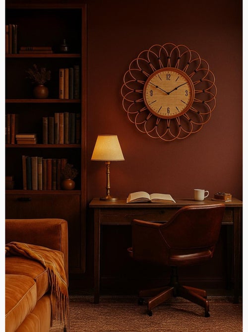 Grande horloge en rotin, forme rosace - Kiabi