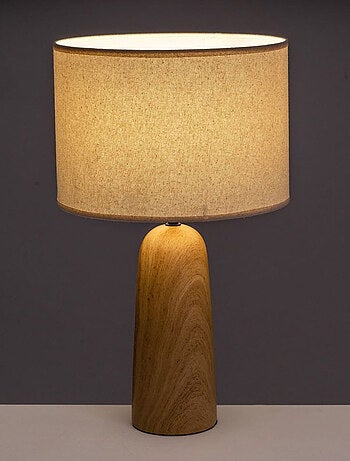 Grande lampe en céramique aspect bois