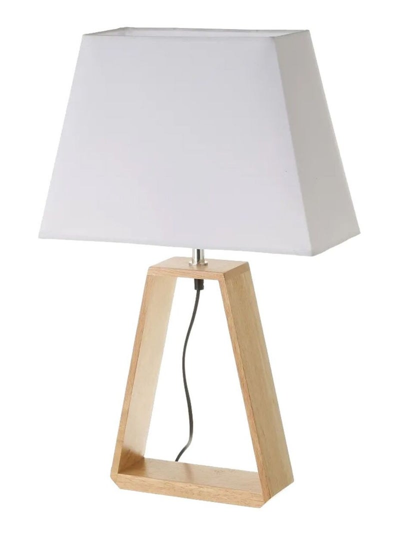 Grande lampe en chêne clair et abat-jour Beige - Kiabi