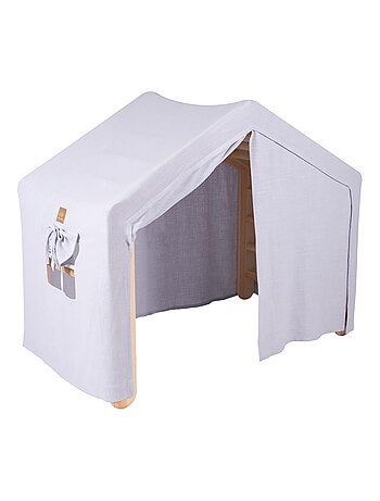 Grande Maison avec échelle pliable pour enfants. Bois, Lin, Coton, Maison, Échelle