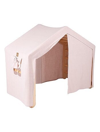 Grande Maison avec échelle pliable pour enfants. Bois, Lin, Coton, Maison, Échelle
