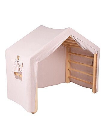Grande Maison avec échelle pliable pour enfants. Bois, Lin, Coton, Maison, Échelle