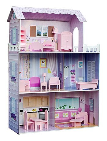 Grande Maison de poupée en bois 13 accessoires enfant