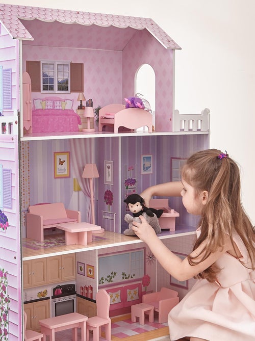Grande Maison de poupée en bois 13 accessoires enfant - Kiabi Grande Maison de poupée en bois 13 accessoires enfant - Kiabi