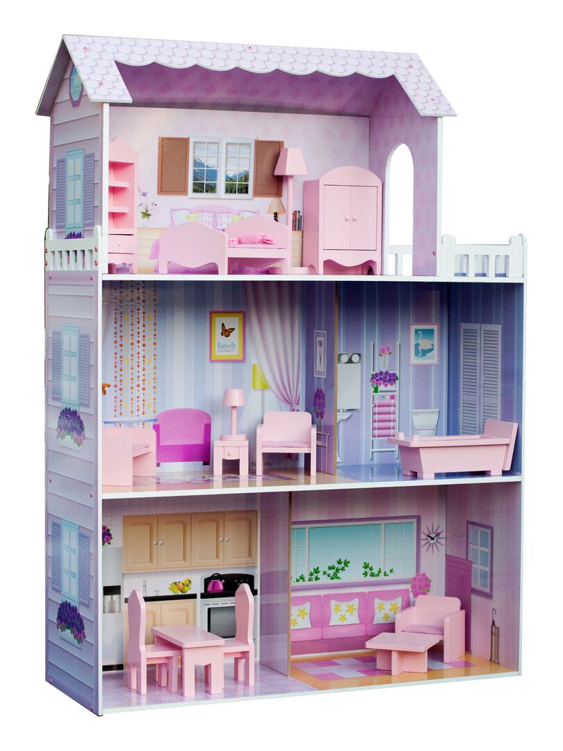 Maison de poupée bois enfant fille mini-poupée miniature 9cm turquoise/noir  Olivia's Little World - N/A - Kiabi - 138.99€