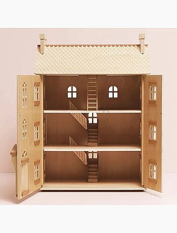 Grande maison de poupées en bois naturel