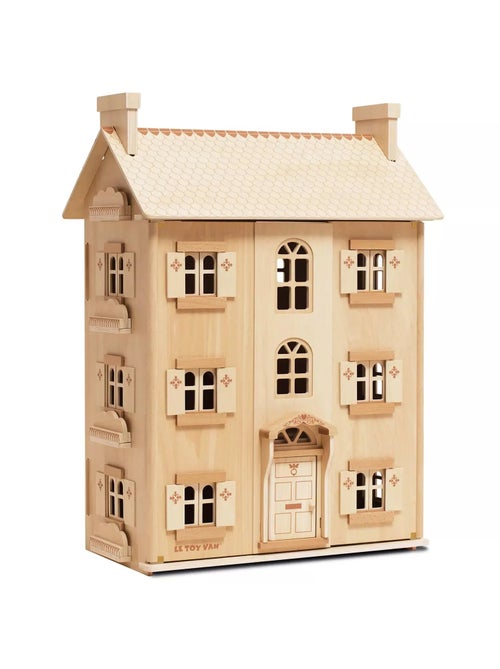 Grande maison de poupées en bois naturel - Kiabi