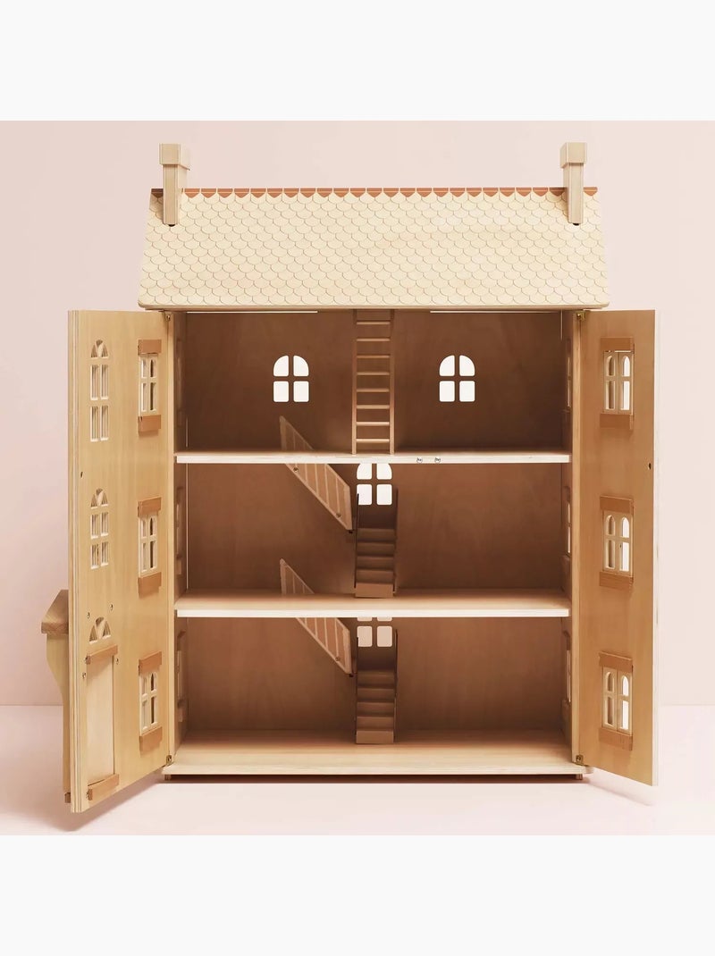 Grande maison de poupées en bois naturel Beige - Kiabi