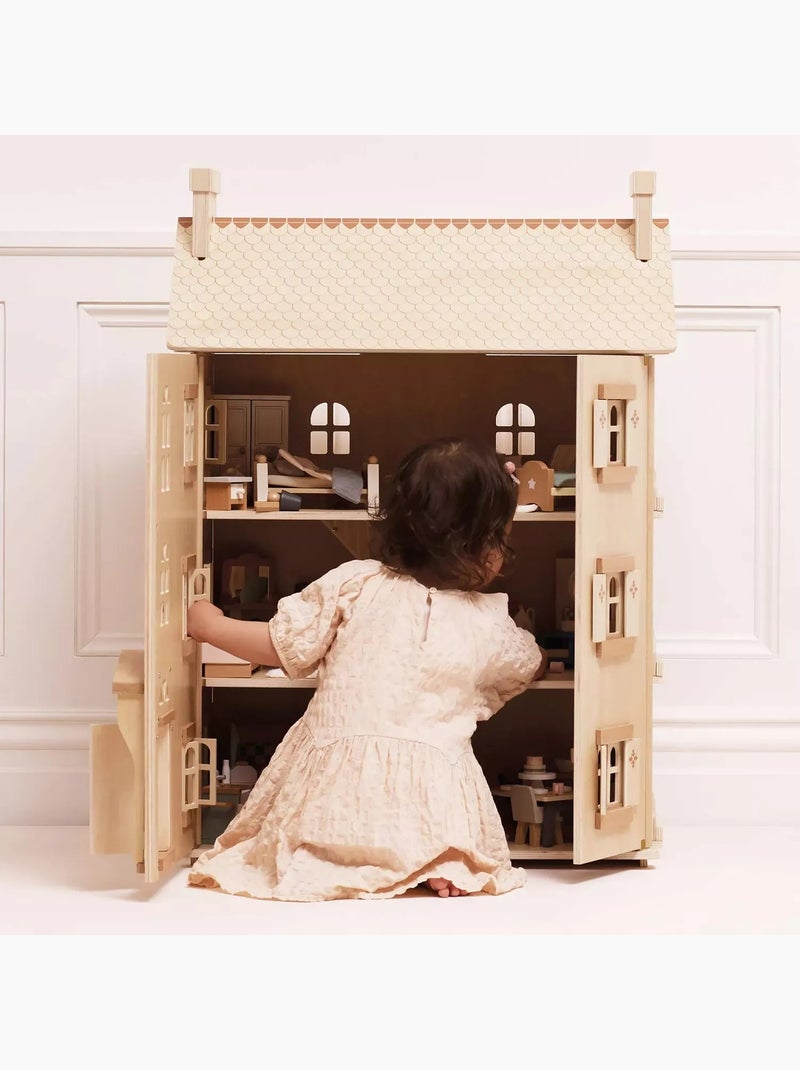 Grande maison de poupées en bois naturel Beige - Kiabi