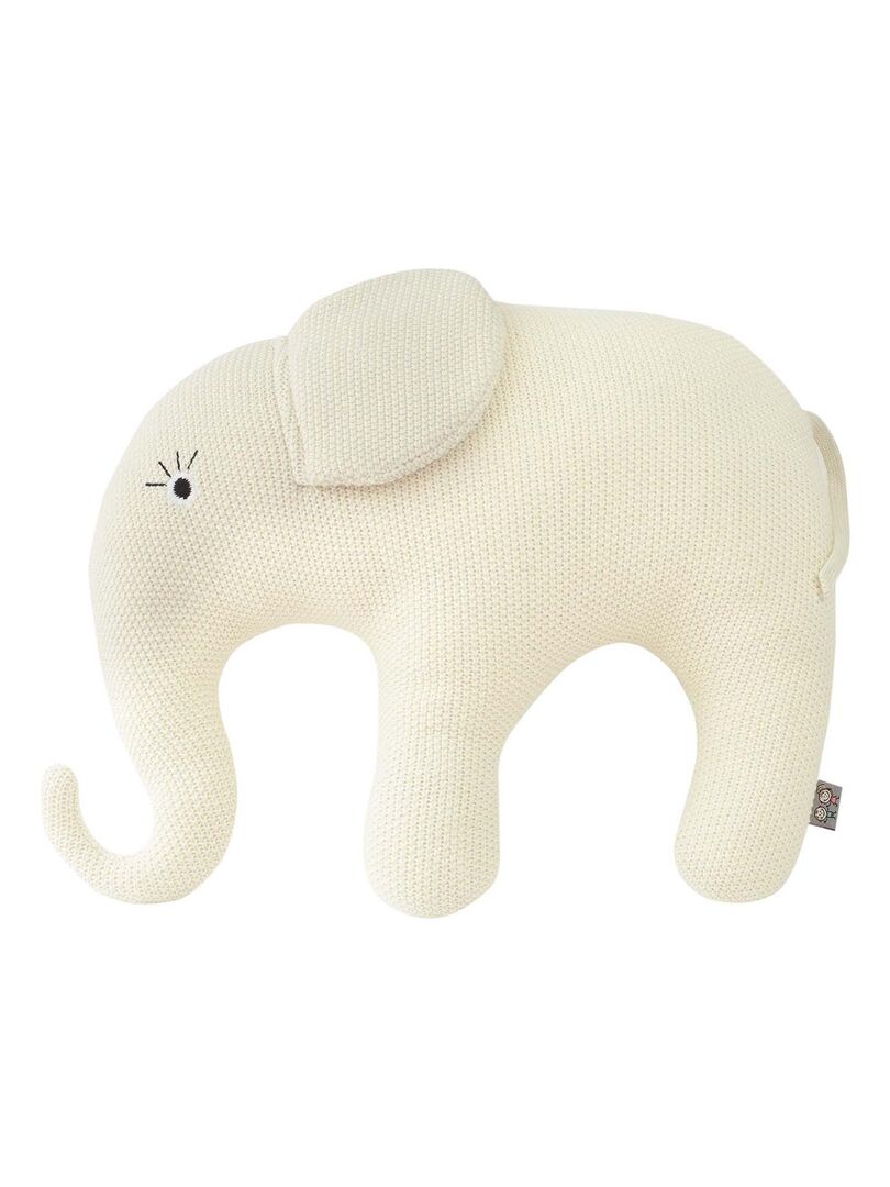 Grande peluche en coton tricot - Eléphant Ecru - Kiabi
