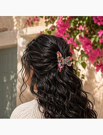 Grande pince crabe cheveux effet nacré irisé