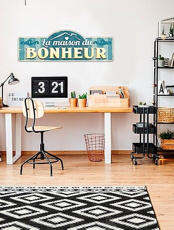 Grande plaque métallique bonheur