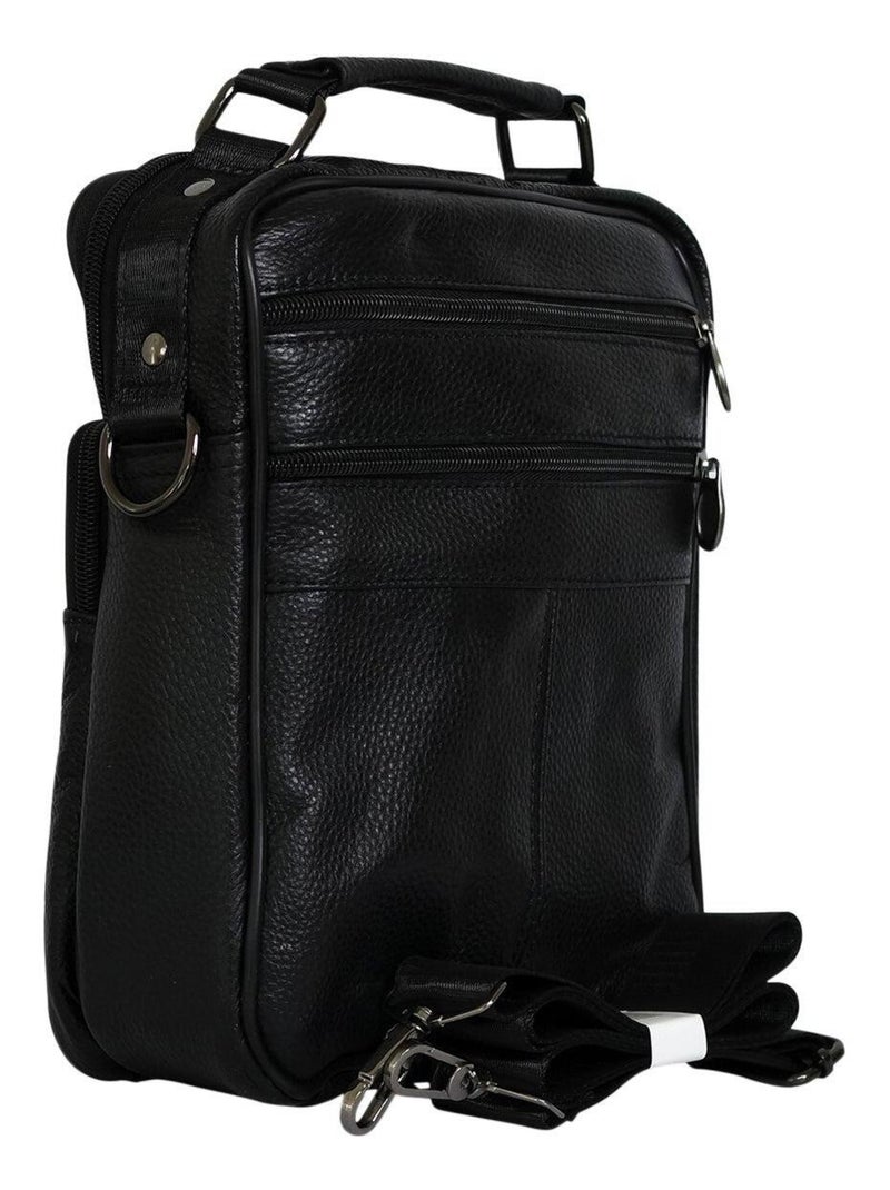 Grande sacoche cuir JUAN Noir - Kiabi