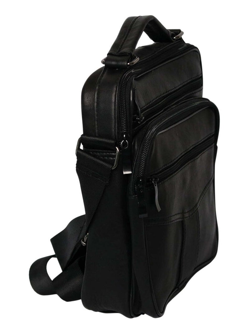 Grande sacoche cuir LAZAAR Noir - Kiabi