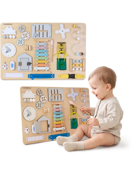 Grande table activites bois enfant busy board cymbale engrenages mamabrum - Kiabi