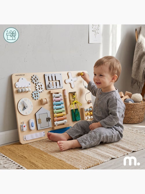 Grande table activites bois enfant busy board cymbale engrenages mamabrum - Kiabi