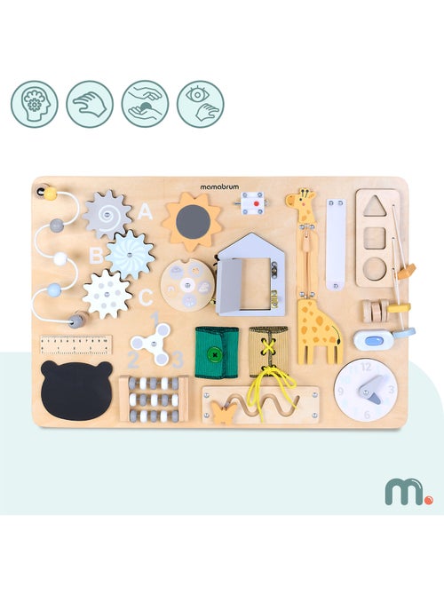 Grande table activites bois enfant busy board verrous sorter mamabrum - Kiabi
