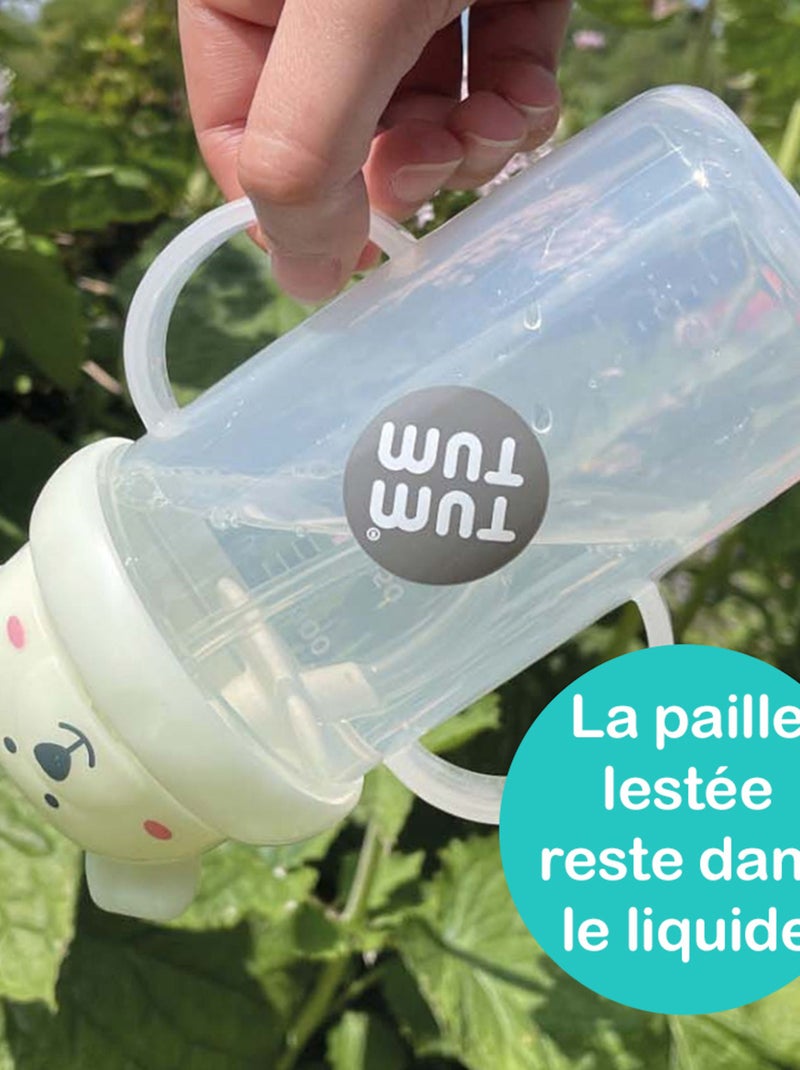 Grande Tasse anti fuite + paille lestée Ours Polaire Jaune - Kiabi