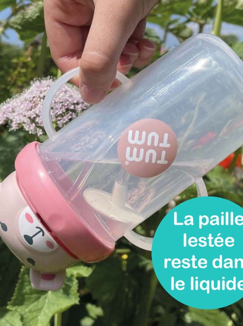 Grande Tasse anti fuite + paille lestée Ourson - Kiabi