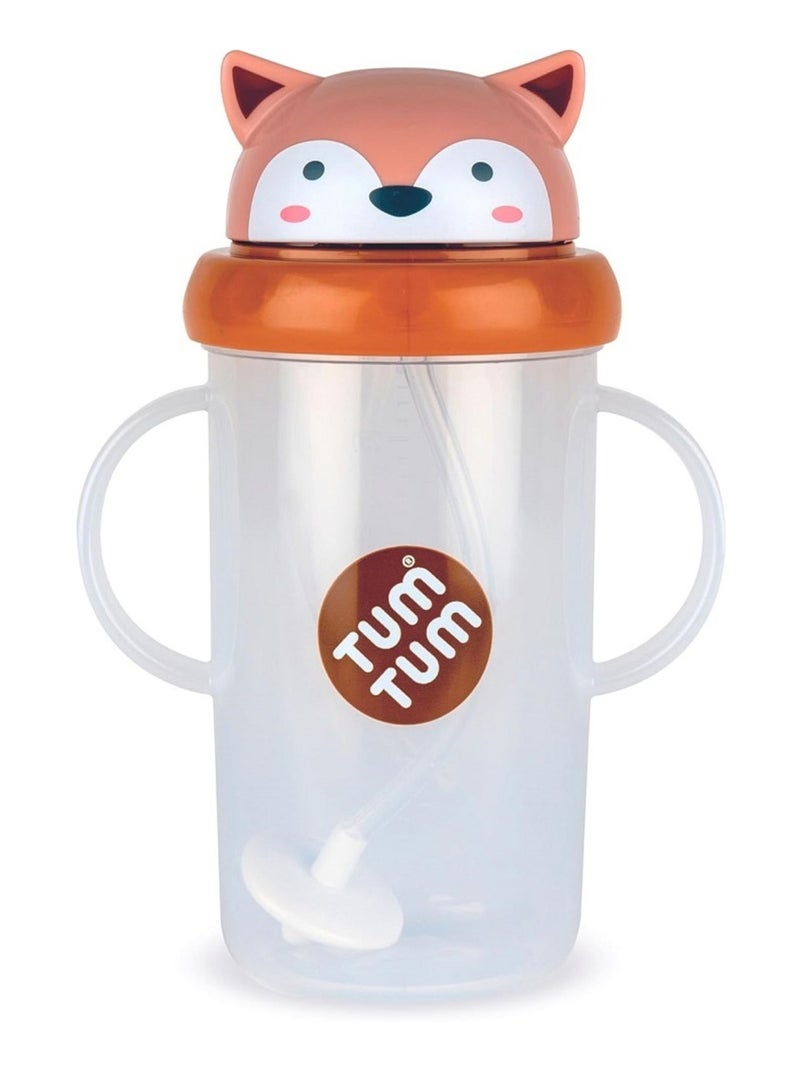 Grande Tasse anti fuite + paille lestée Renard Marron - Kiabi