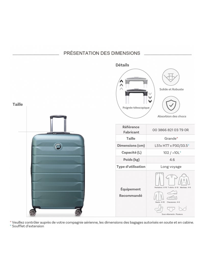 Grande valise rigide Air Armour TSA Polycarbonate 77cm Vert - Kiabi