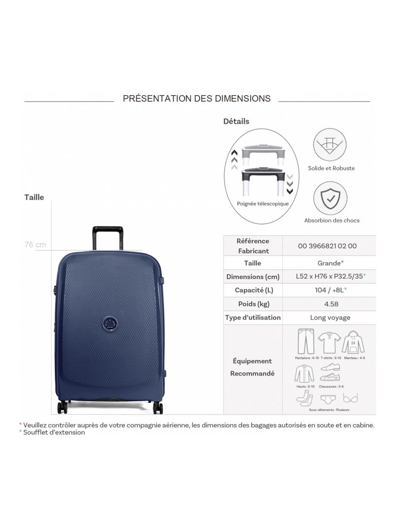 Grande valise rigide Beaumont TSA Polypropylène 76cm Bleu - Kiabi