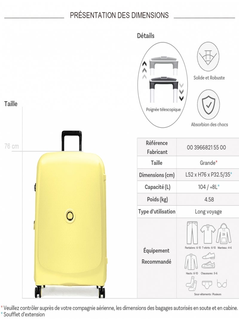 Grande valise rigide Beaumont TSA Polypropylène 76cm Jaune - Kiabi