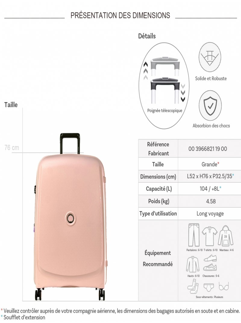 Grande valise rigide Beaumont TSA Polypropylène 76cm Rose - Kiabi