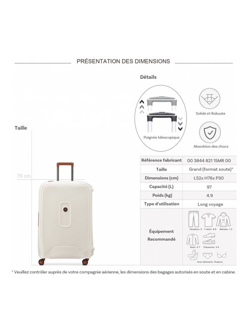 Grande valise rigide Moncey TSA polypropylène 76cm - Kiabi
