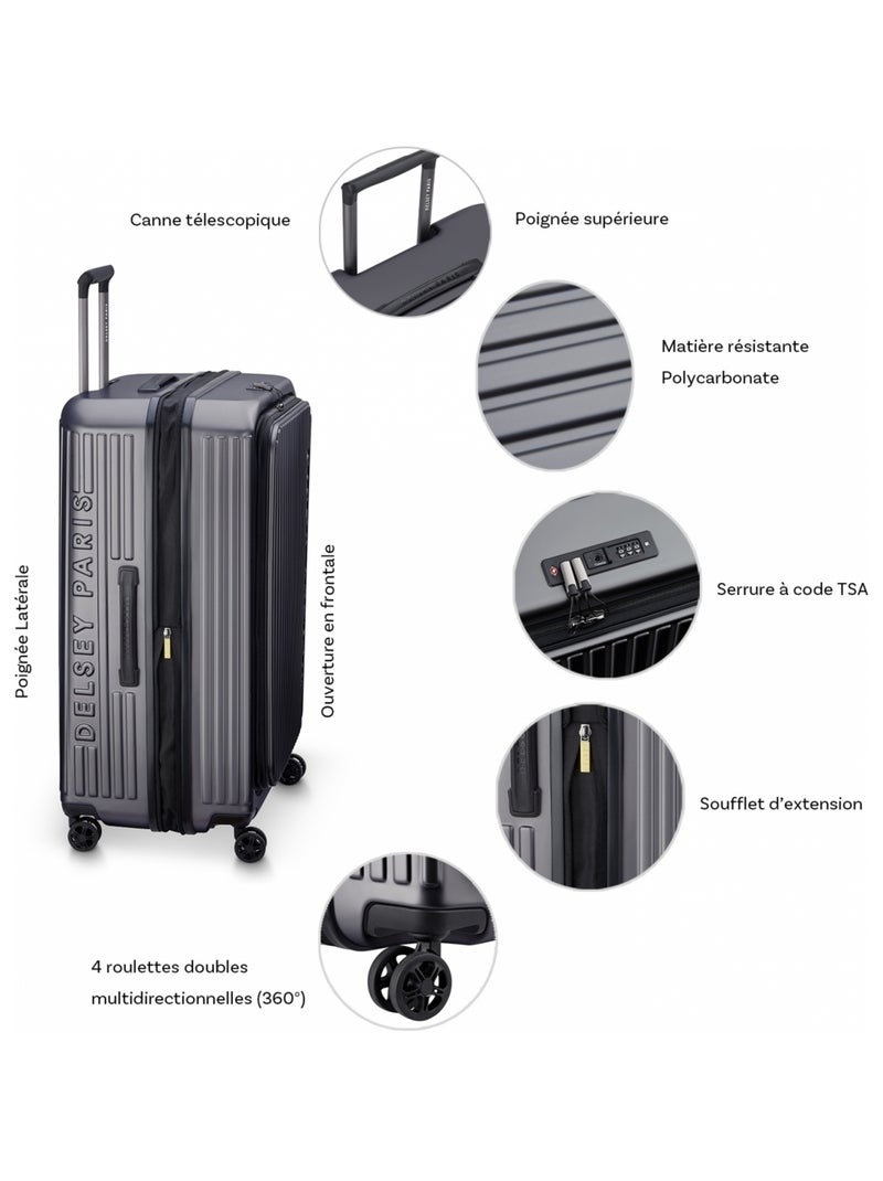 Grande valise rigide Securitime Zip TSA polycarbonate 76,5cm Gris - Kiabi