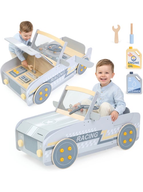 Grande voiture bois immobile imitation 111cm cockpit mecanique mamabrum - Kiabi Grande voiture bois immobile imitation 111cm cockpit mecanique mamabrum - Kiabi
