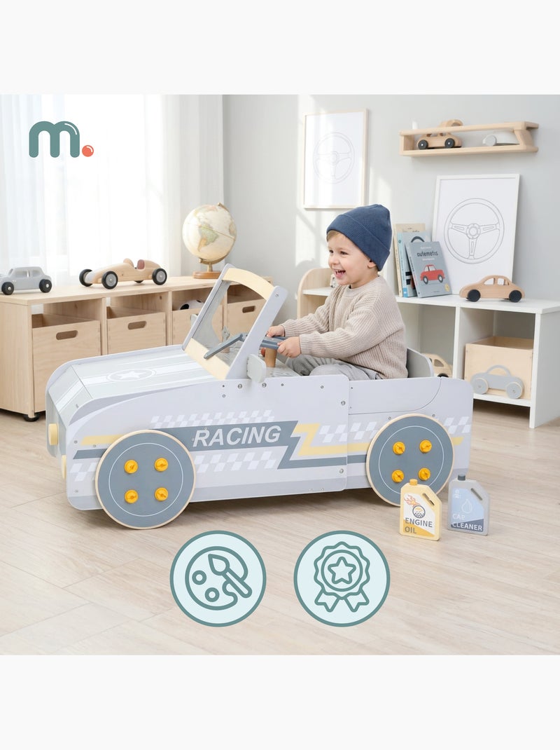 Grande voiture bois immobile imitation 111cm cockpit mecanique mamabrum N/A - Kiabi