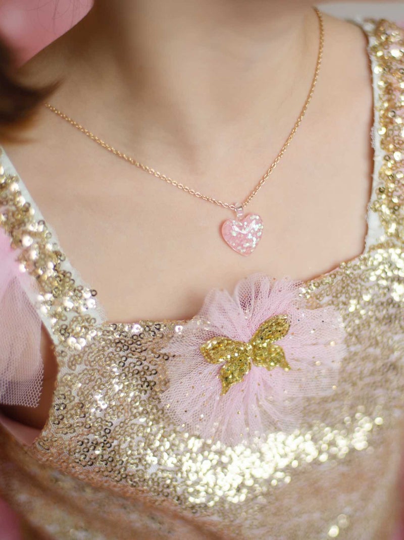 Great Pretenders | Collier enfant coeur pailleté Glitter heart Rose - Kiabi