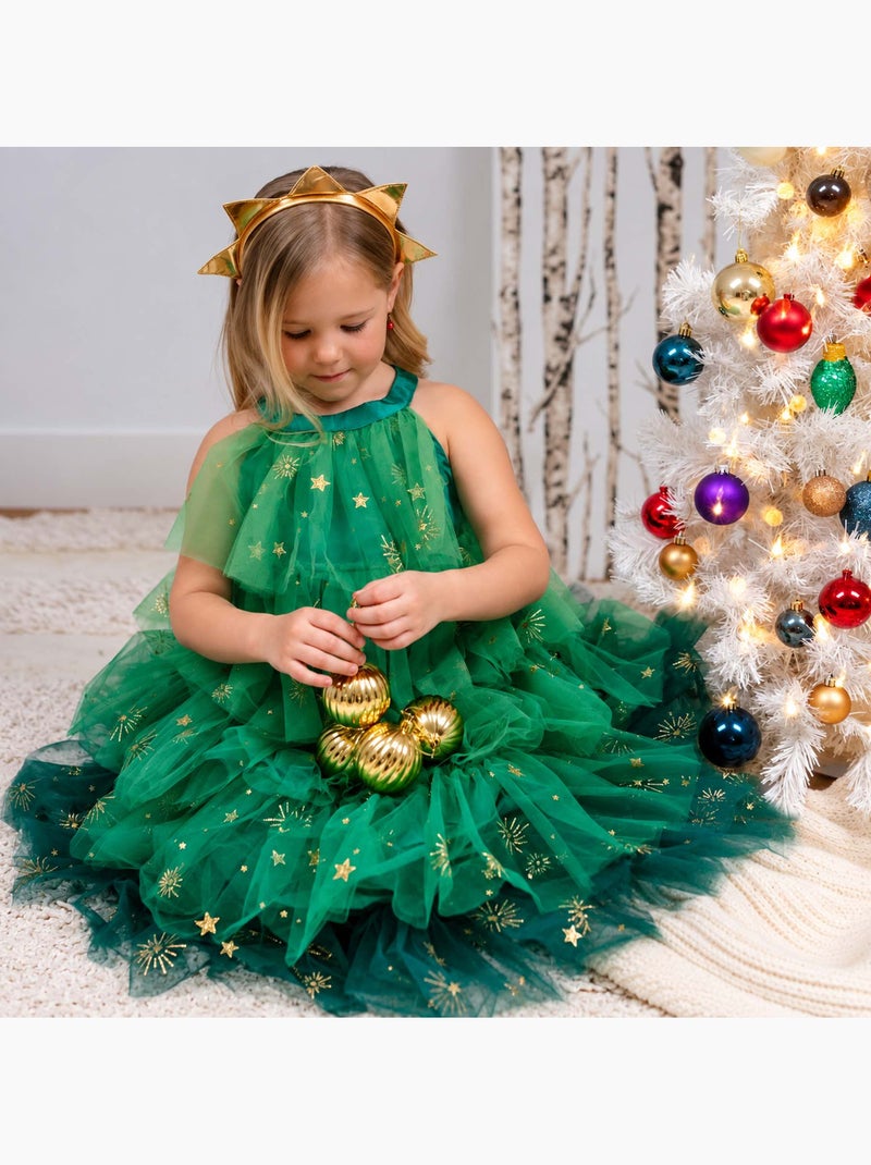 Great pretenders | déguisement enfant robe de princesse de noël avec serre tête Vert - Kiabi